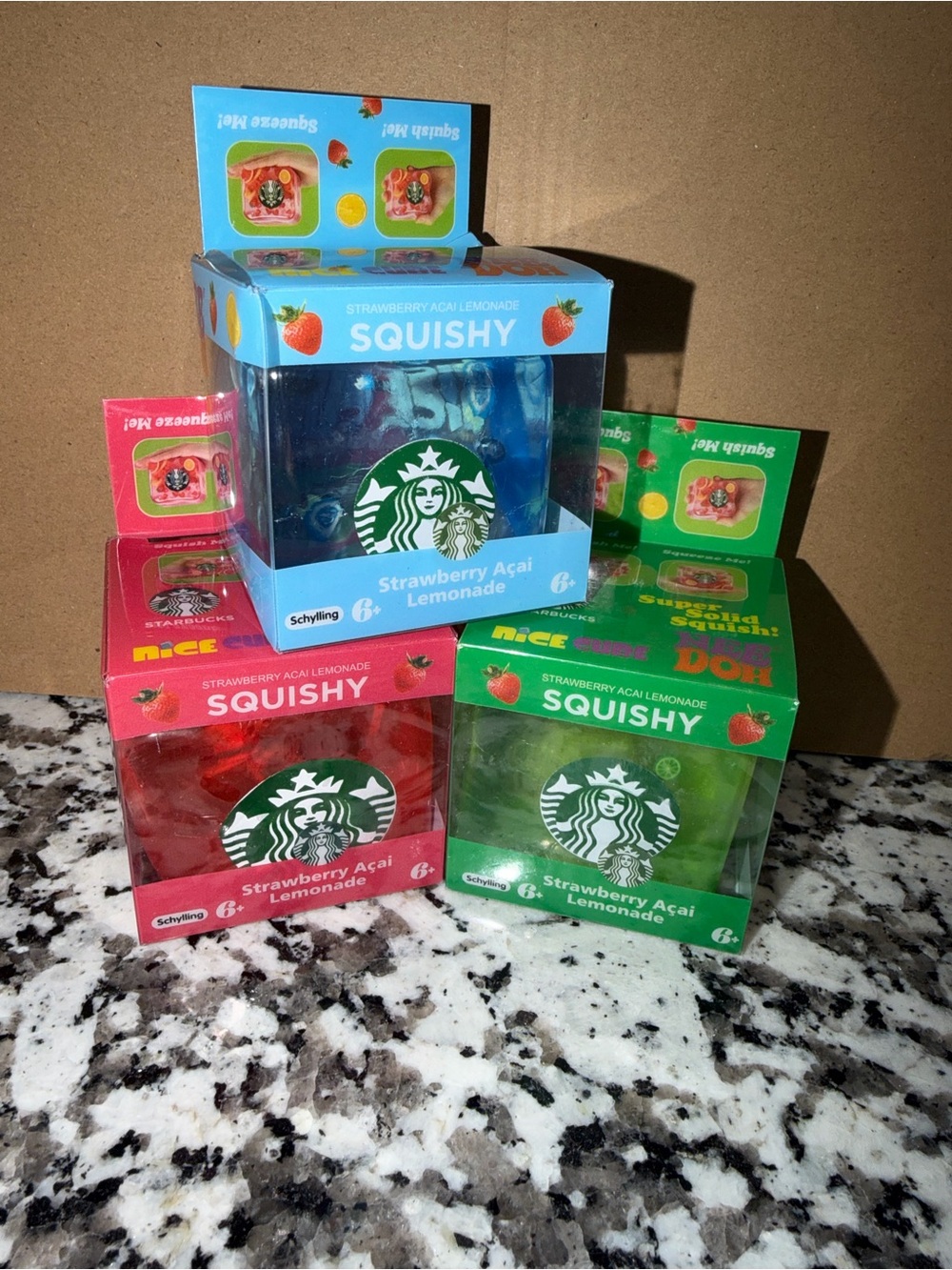 Set of 3, Starbucks Kids Squishy Toy - Red, Blue, Green